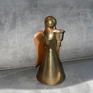 Vintage Brass & Copper Angel Candle Holder.